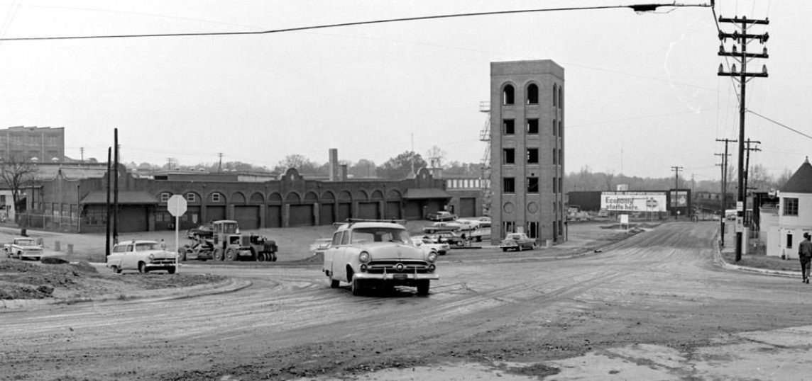 Historic city garage and firetower of Durham